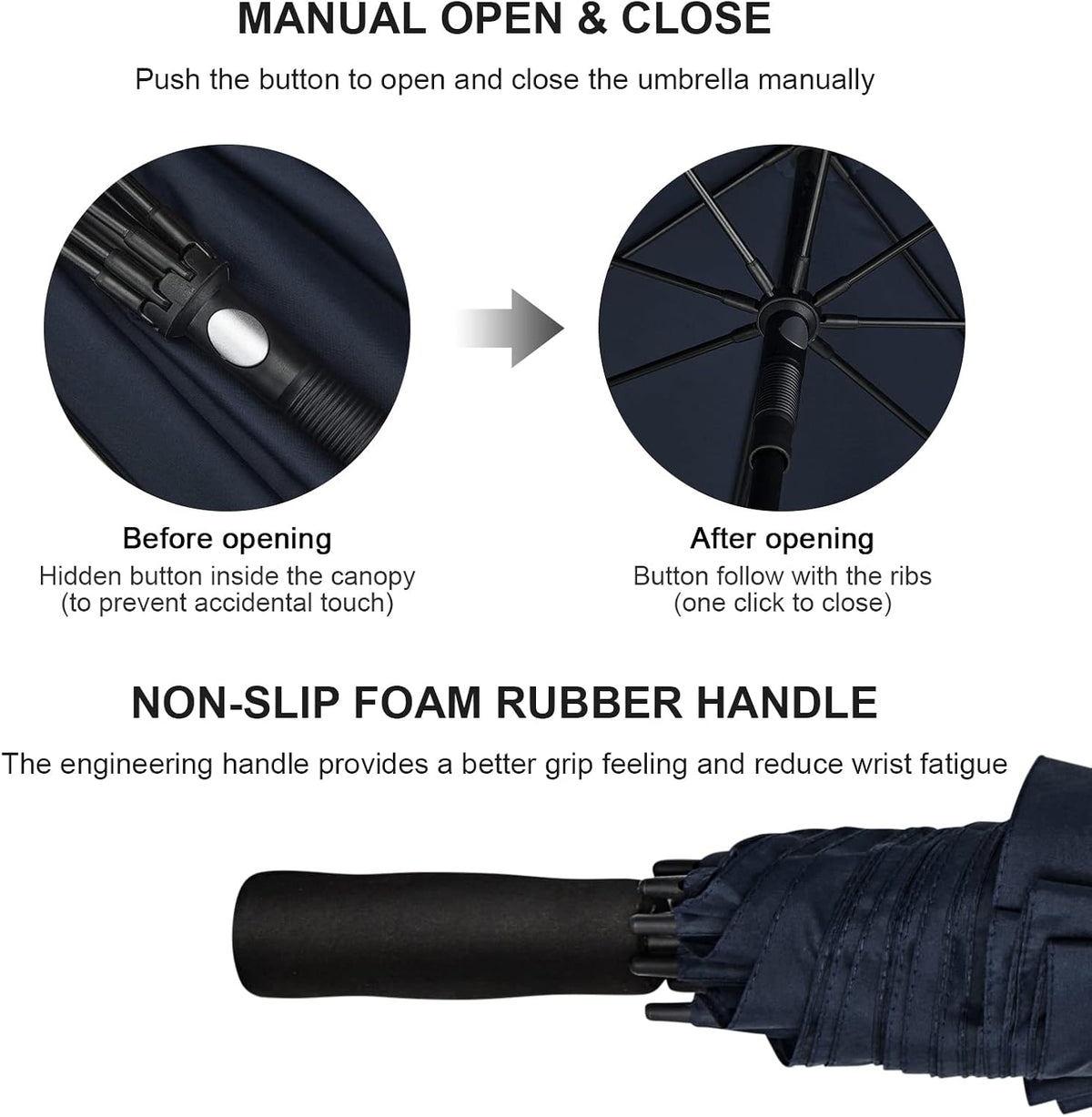 G4Free 80 Inch Golf Umbrella Extra Large Umbrella Double Canopy Windproof