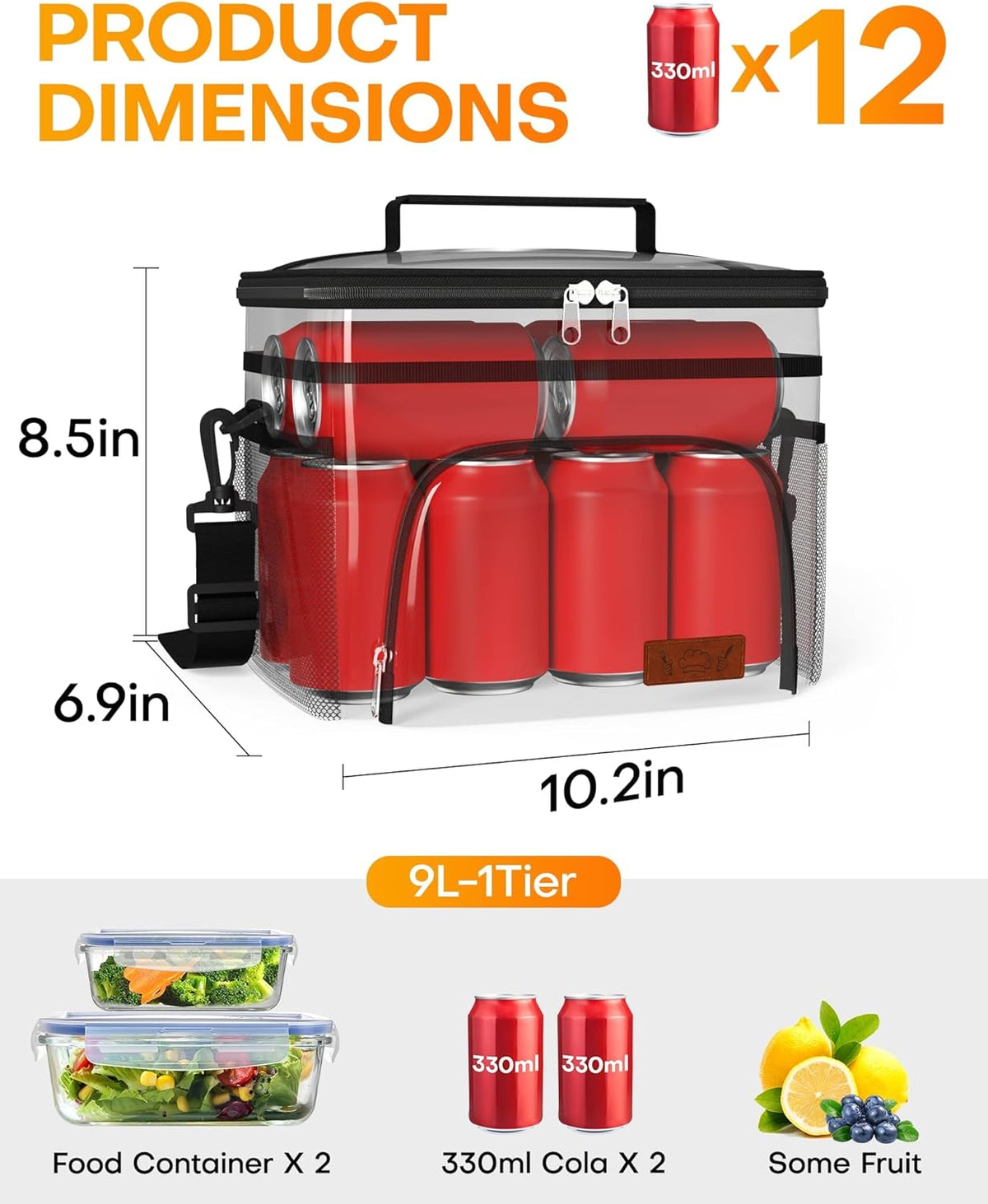 HOTOR Insulated Lunch Box Men Women Leak-Proof Cooler Lunch Bag 9L