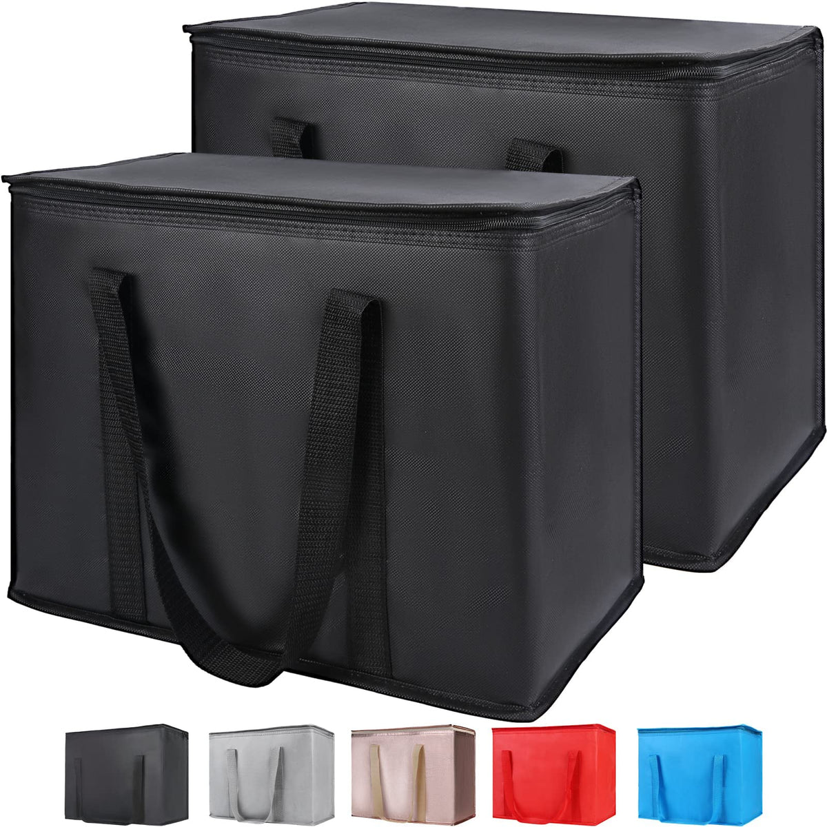 Insulated Food Delivery Bag, XXXL Insulated Reusable Grocery Cooler/Hot Bags, Tote Bag for Shopping/Travel/Doordash, Catering Bag Doordash 22x14x13, Black, 1-Pack