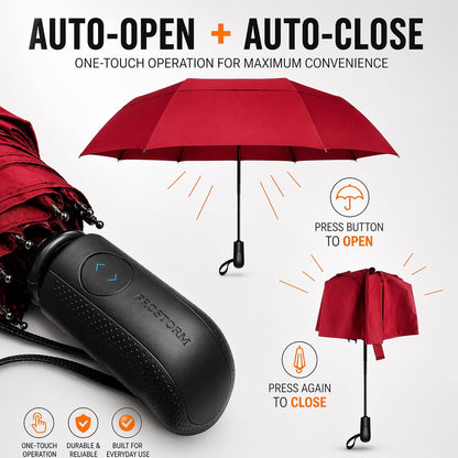 Prostorm Compact Travel Umbrella, Portable Windproof Umbrella for Rain