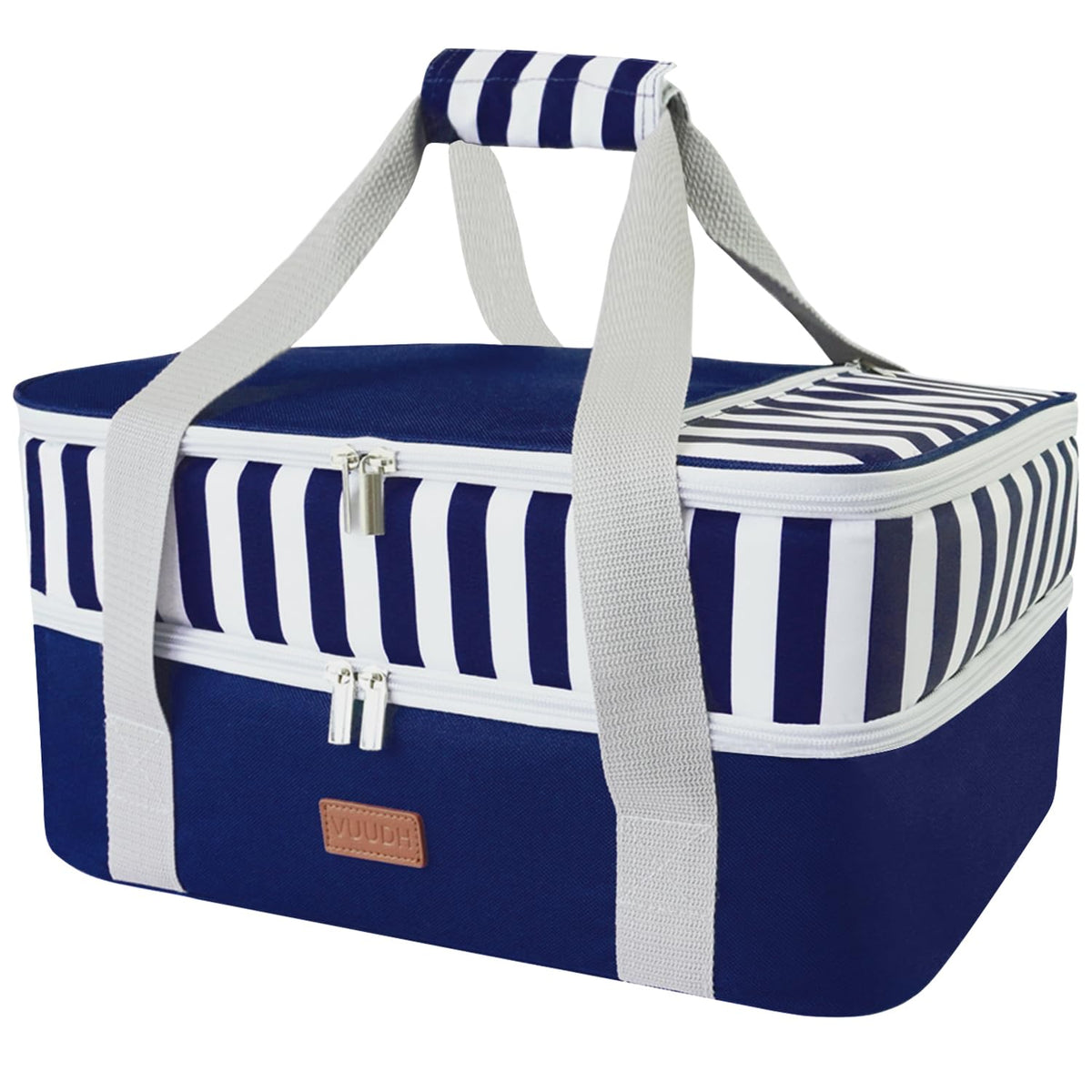 Casserole Carrier Bag - Double Decker Food Bag, Insulated Casserole Carrier for Hot or Cold Food, Lasagna Holder Tote for Picnics,Beaches,Traveling or Gifts (Blue)