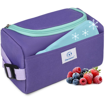 Genteen Small Cooler Bag with Ice Packs, Insulated Leakproof Reusable Lunch & Snack Tote, BPA free Thermal Cooler Bag for School, Travel, Work and Daily Use,Blue
