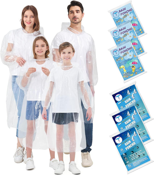 TUNCHMO Disposable Rain Ponchos for Adults & Kids 4/6/10 Pack Extra Thick