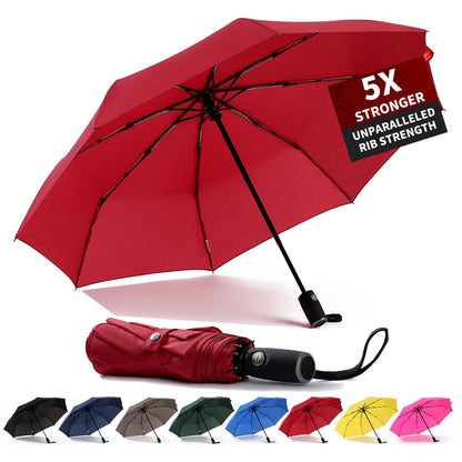 Anntrue Windproof Travel Umbrella, Auto Open Close Lightweight Compact Portable Backpack Folding Umbrella, Perfect for Car, Purse, Men and Women (Black)