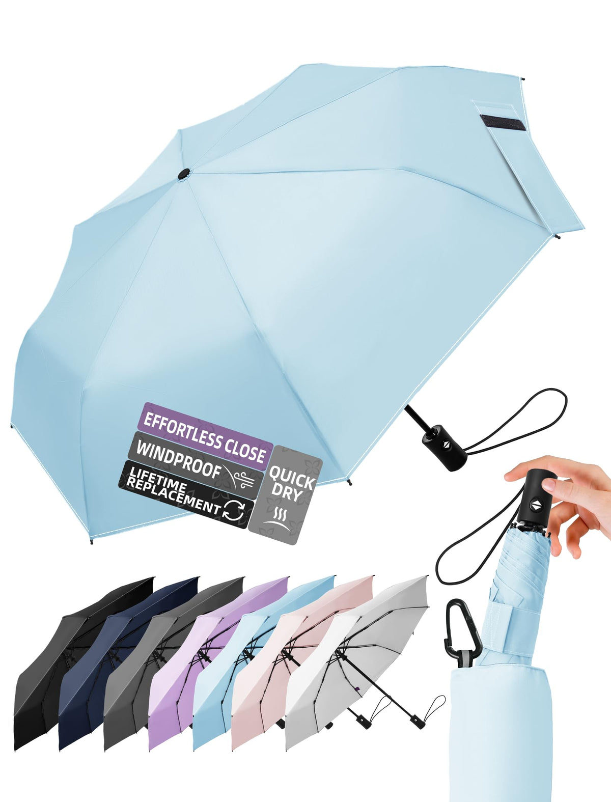 Travel Windproof Umbrella for rain Compact Small Travel size QuickDry