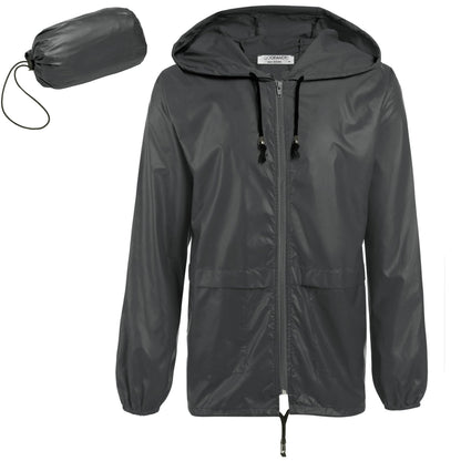 COOFANDY Mens Packable Rain Jacket Lightweight Waterproof Raincoat with Hood Outdoor Rain Gear Travel Hiking Cycling