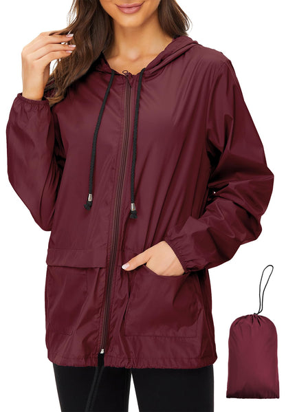 Zando Lightweight Rain Jacket Women Packable Waterproof Raincoat with Hood