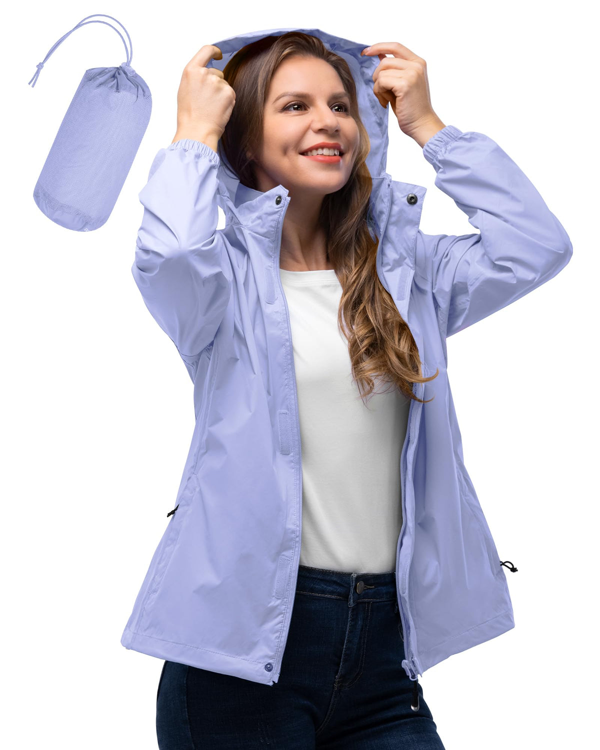 33,000ft Women's Rain Jacket Waterproof Lightweight Packable Raincoat