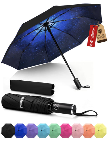 Yoobure Compact Travel Umbrella, Windproof Automatic Folding UV Sun & Rain