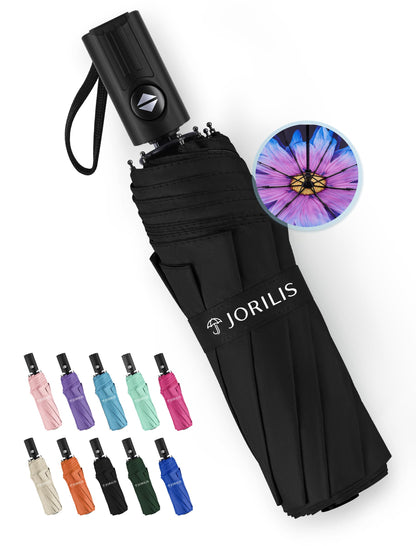 Jorilis Compact Umbrella for Travel - Automatic Umbrellas for Rain & Sun Protection, Small Portable UV Umbrella for Car, Backpack, Walking, Folding Windproof Umbrellas for Kids, Women