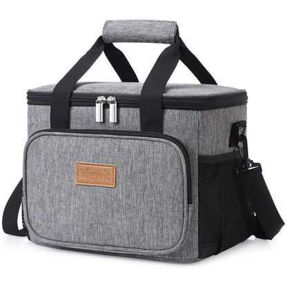 Lifewit Medium Lunch Bag, Insulated Lunch Box, Soft Cooler Cooling Tote for Adult Men Women, Black 12-Can (9L)