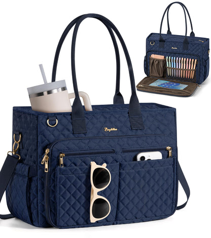 Bagstellar Teacher Tote Bag for Women, 15.6" Laptop Work Tote Computer Bag