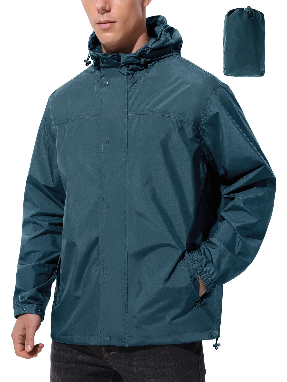 UIQUR Mens Lightweight Packable Waterproof Rain Jacket Windbreaker