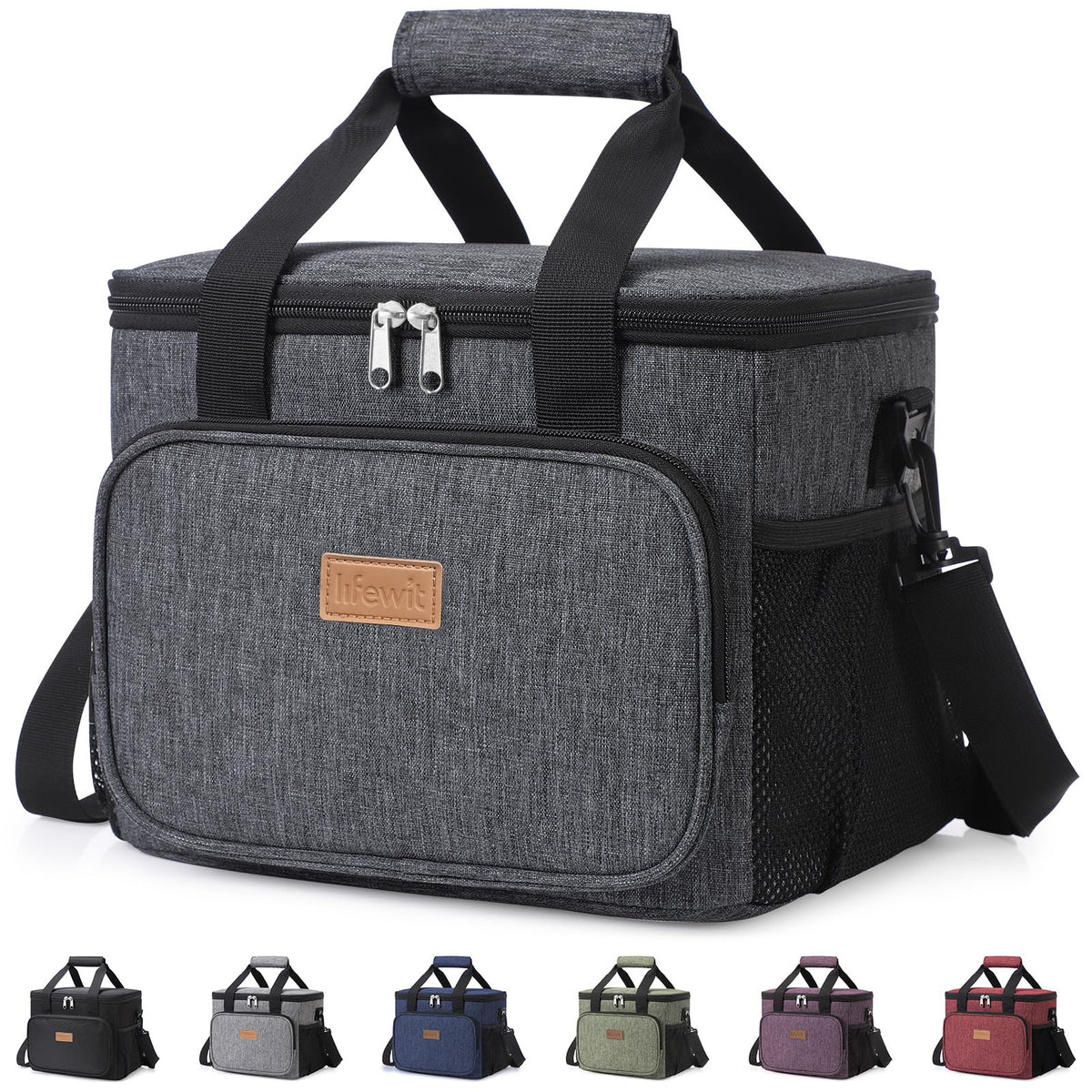 Lifewit Medium Lunch Bag, Insulated Lunch Box, Soft Cooler Cooling Tote for Adult Men Women, Black 12-Can (9L)