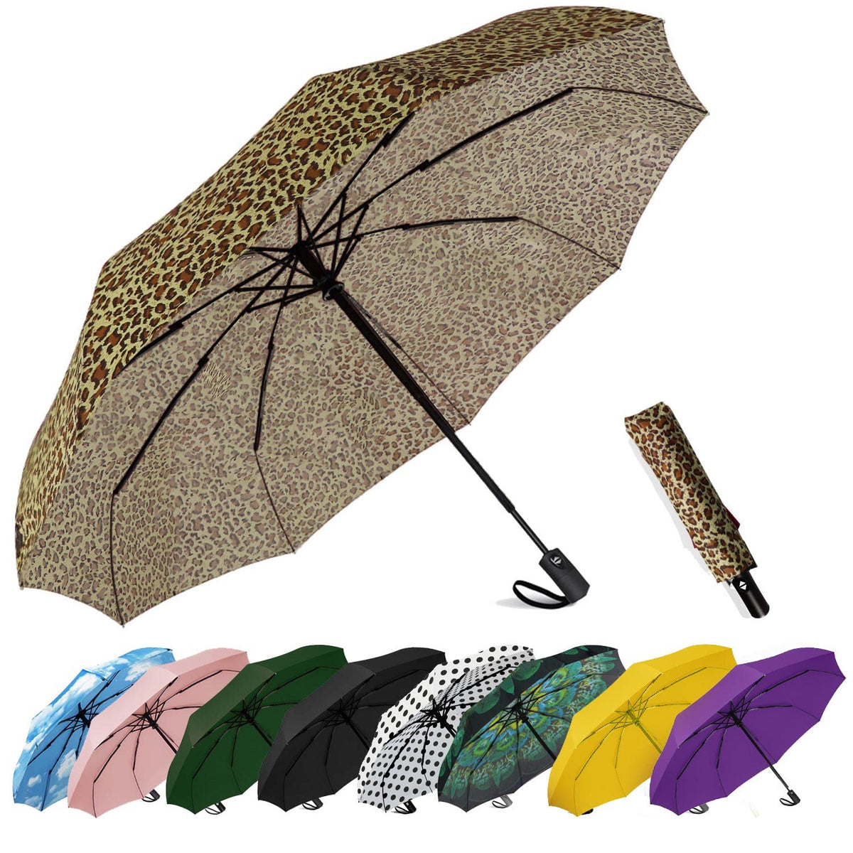 SIEPASA Windproof Travel Umbrella - Automatic Compact Folding Umbrella for Rain, Small Portable Windproof Umbrellas for Men Women and Teenagers (Navy Blue)