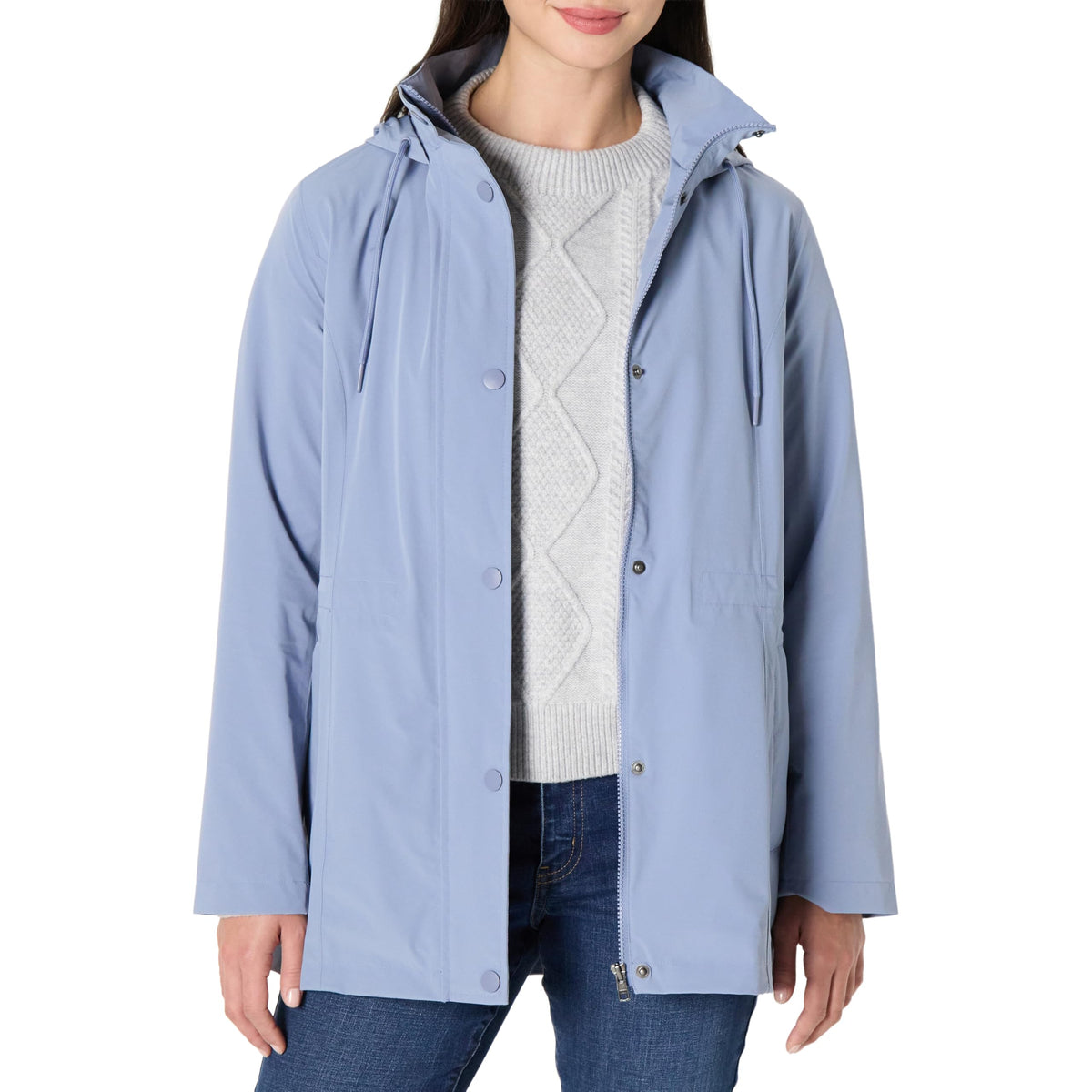 Amazon Essentials Women's Regular-Fit Lightweight Waterproof Long Hooded Rain Jacket