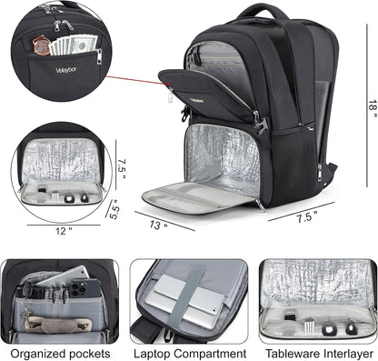 Insulated Lunch Backpack Fit 17" Laptop with Cooler Compartment