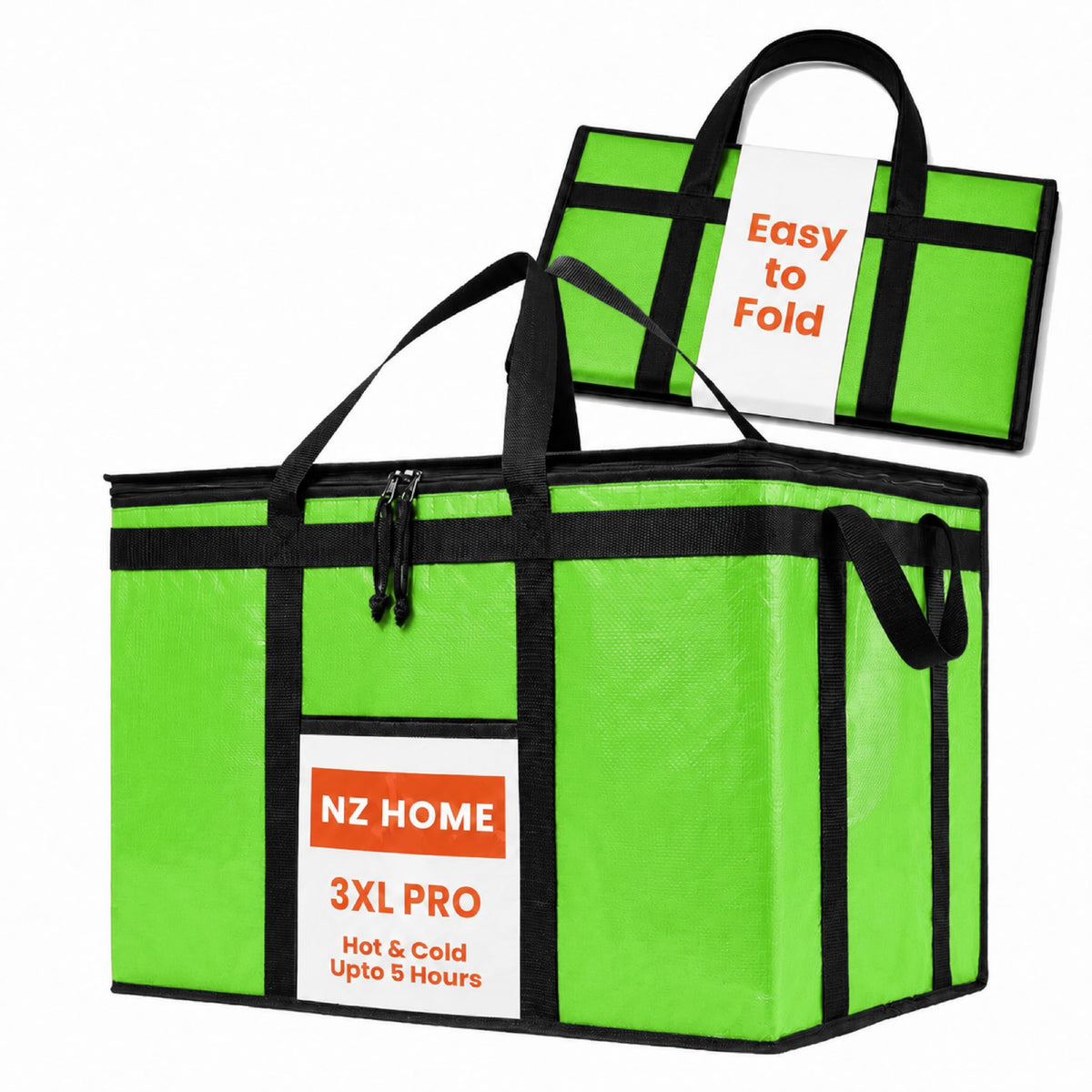 NZ home Insulated Food Bag, Portable Cooler Tote (3XL, Black, 1 Pack)