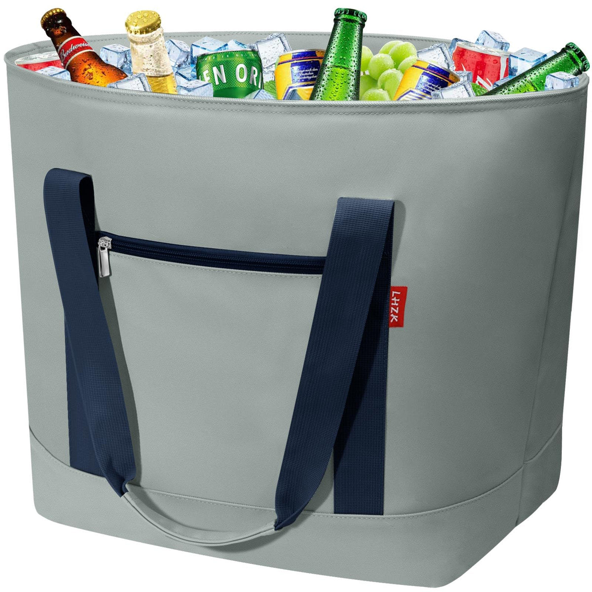 LHZK Jumbo Insulated Cooler Bag with Thermal Foam Insulation, Premium Leakproof Cooler Tote Bag with Zipper, Insulated Hot Cold Bag for Food Transport, Picnic, Travel, Beach (50L, Blue)