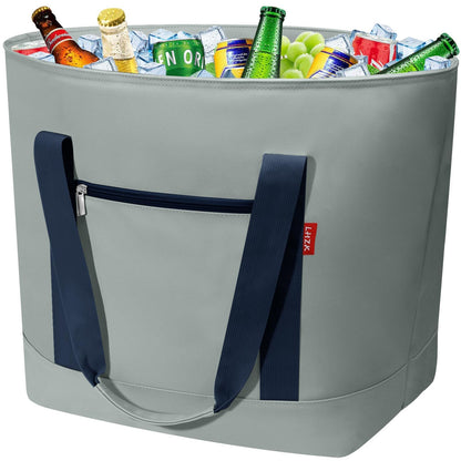 LHZK Jumbo Insulated Cooler Bag with Thermal Foam Insulation, Premium Leakproof Cooler Tote Bag with Zipper, Insulated Hot Cold Bag for Food Transport, Picnic, Travel, Beach (50L, Blue)