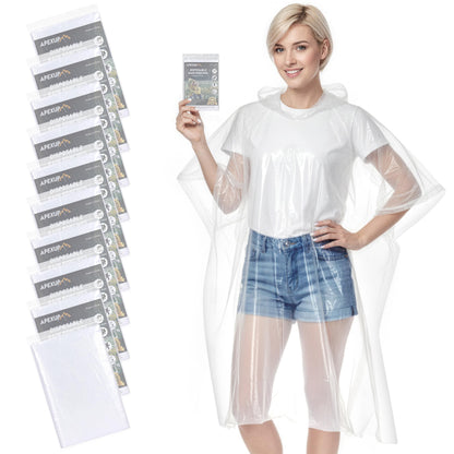 APEXUP Disposable Rain Ponchos for Adults, 5/10/50 Family Pack