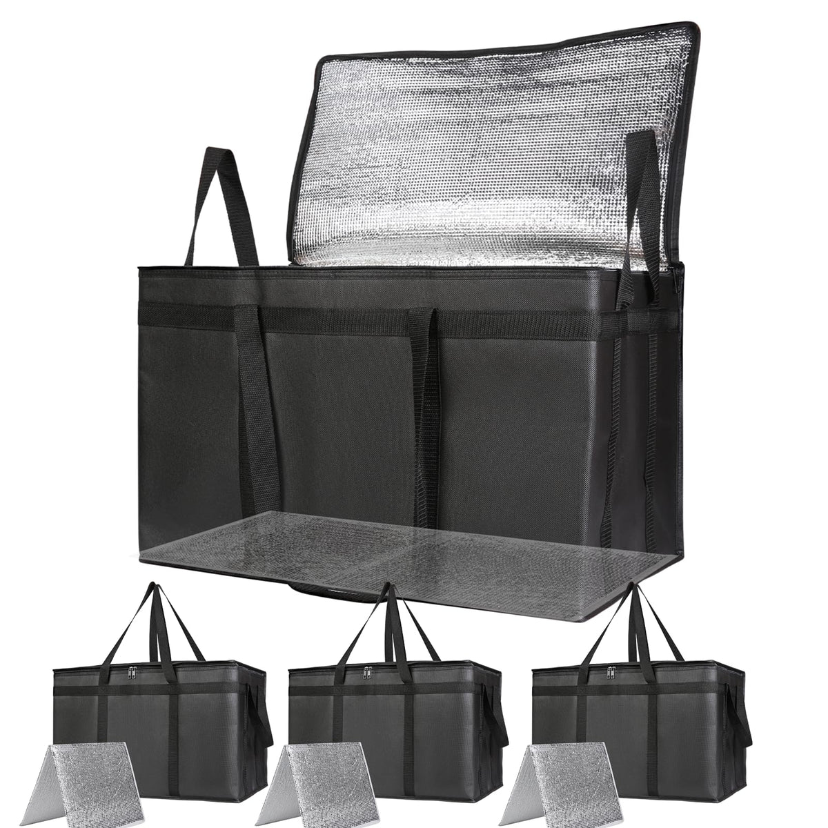 Bodaon 4-Pack Insulated Reusable Grocery Shopping Bag, X-Large Cooler, Blue