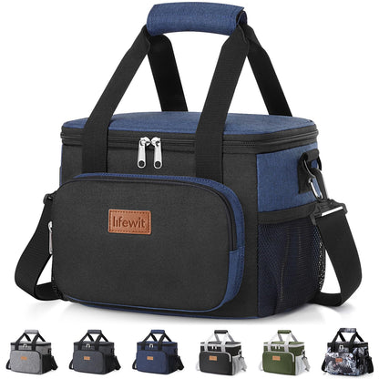 Lifewit Medium Lunch Bag, Insulated Lunch Box, Soft Cooler Cooling Tote for Adult Men Women, Black 12-Can (9L)