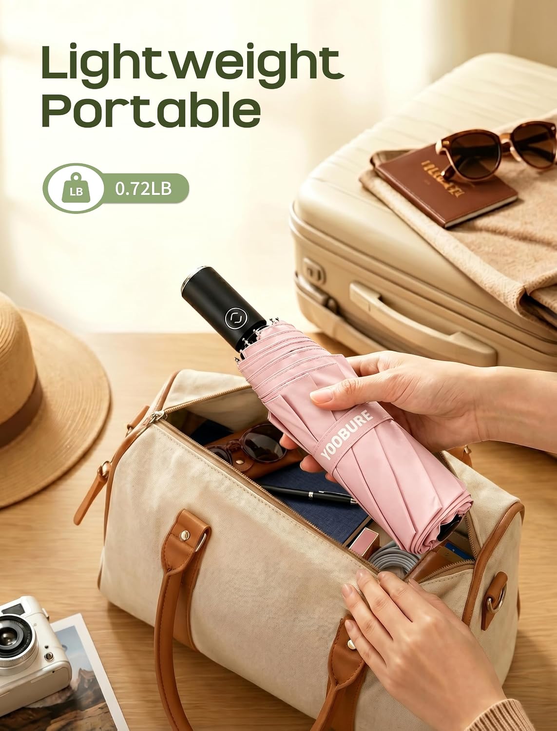 Yoobure Compact Travel Umbrella, Windproof Automatic Folding UV Sun & Rain