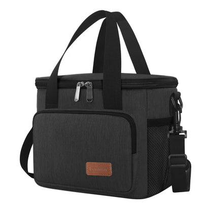 Femuar Reusable Lunch Box for Men/Women - Insulated Lunch Bag Leakproof Lunchbox for Work Office Picnic Beach - Freezable Lunch Cooler Bag with Adjustable Shoulder Strap - Black