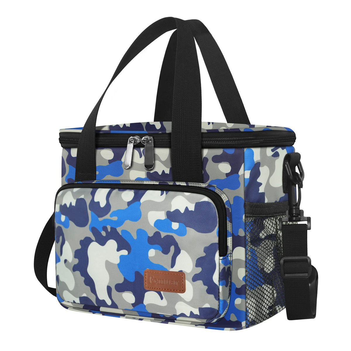 Femuar Reusable Lunch Box for Men/Women - Insulated Lunch Bag Leakproof Lunchbox for Work Office Picnic Beach - Freezable Lunch Cooler Bag with Adjustable Shoulder Strap - Black
