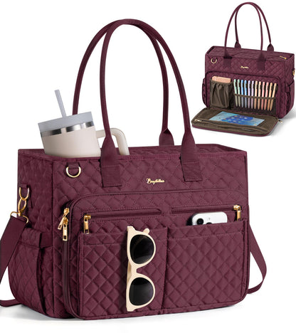 Bagstellar Teacher Tote Bag for Women, 15.6" Laptop Work Tote Computer Bag