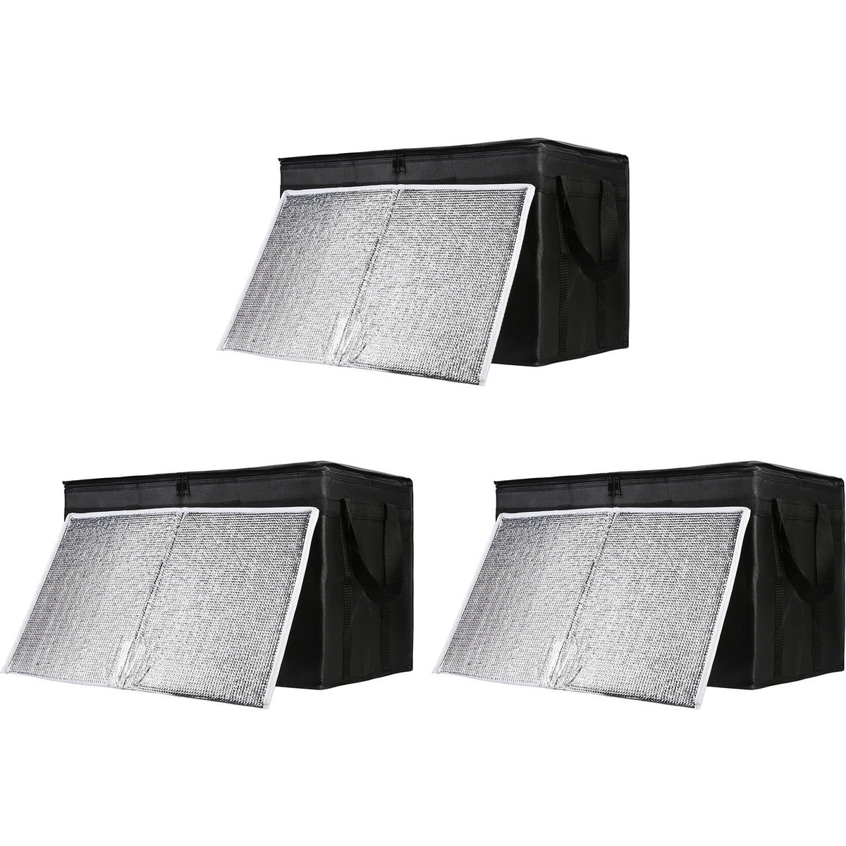 1-Pack Insulated Food Delivery Bag with Hard Bottom, 3X-Large, Black