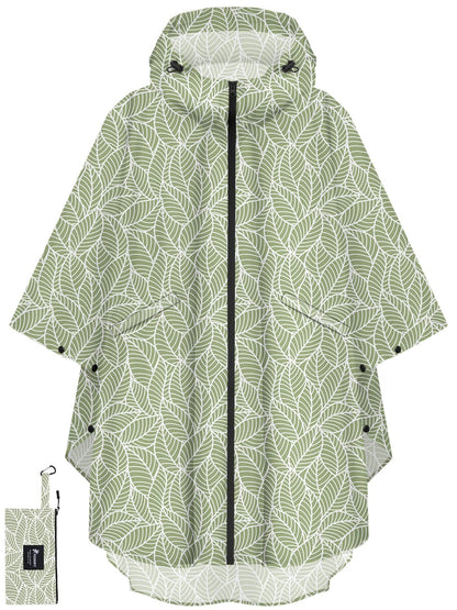 PTEROMY Rain Poncho for Adults with Zipper, Waterproof Hooded Raincoat