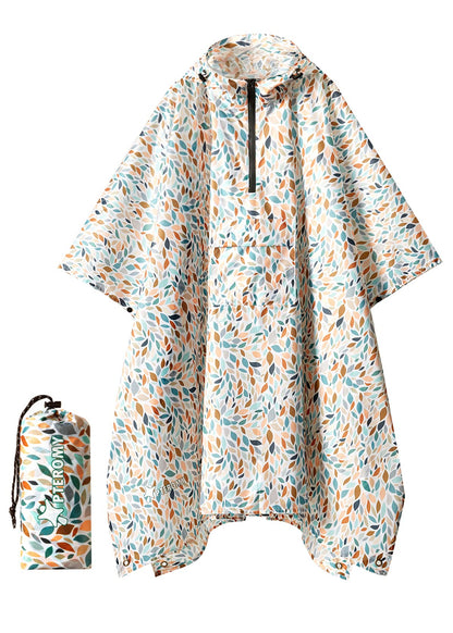 PTEROMY Hooded Rain Poncho for Adults, Reusable Waterproof Raincoat