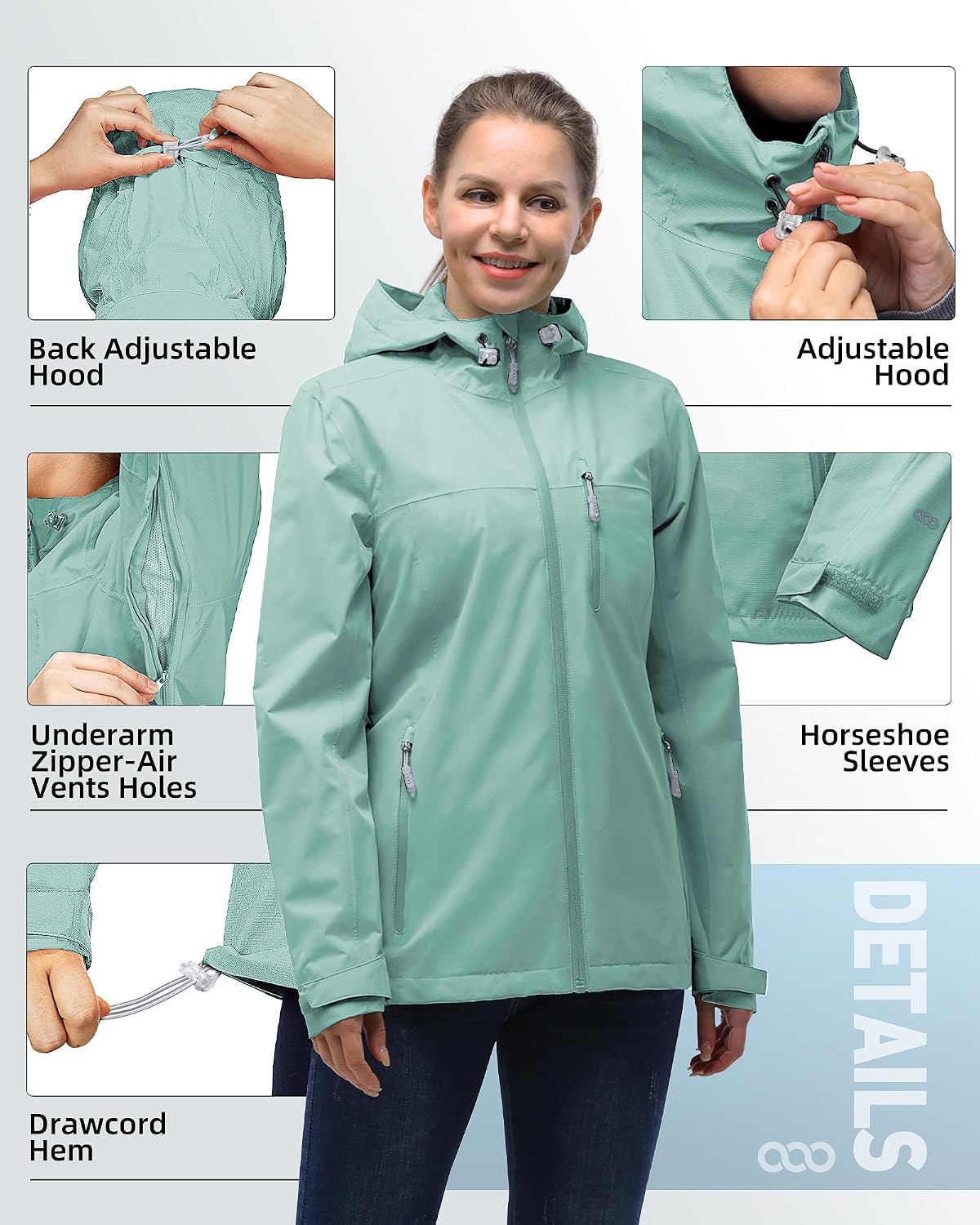 33,000ft Packable Rain Jacket for Women Waterproof Raincoats with Hood
