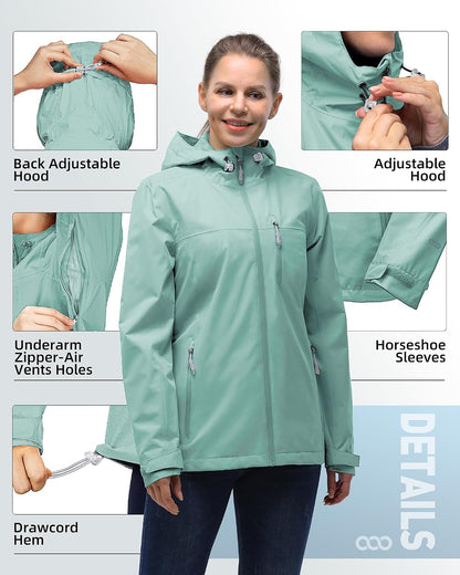 33,000ft Packable Rain Jacket for Women Waterproof Raincoats with Hood