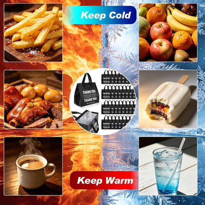 80 Pcs Thank You Insulated Bags for Food Delivery Bulk Insulated Take Away Bags Bulk Thermal Bagss for Cold and Hot Food for Pizza Milk Seafood Coffee Catering Restaurant Grocery 9. 5 x 9. 5 x 6 Inch