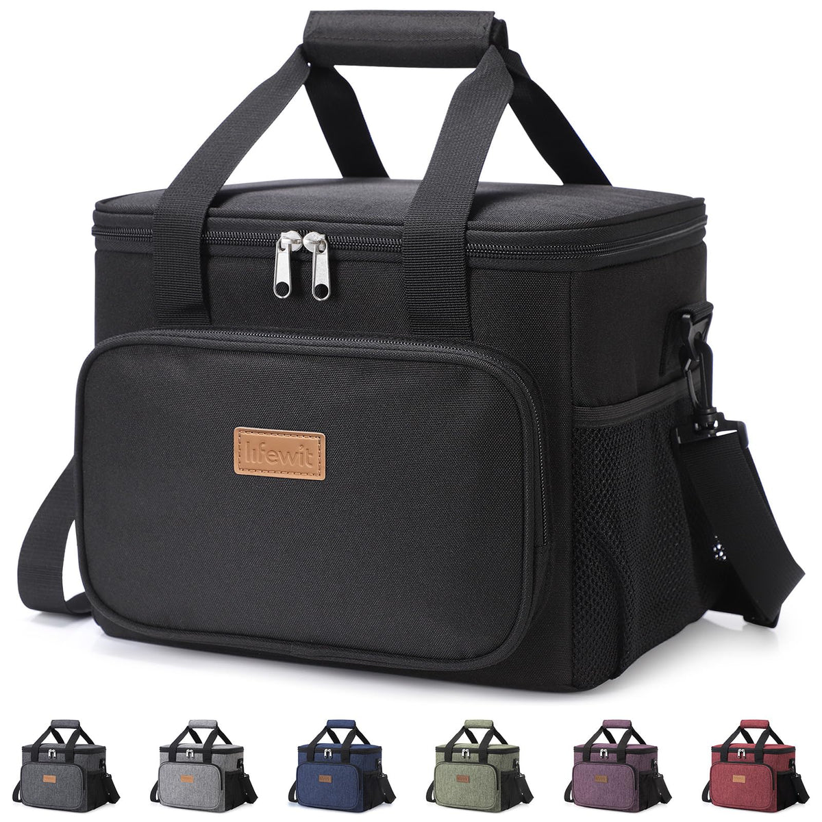 Lifewit Medium Lunch Bag, Insulated Lunch Box, Soft Cooler Cooling Tote for Adult Men Women, Black 12-Can (9L)