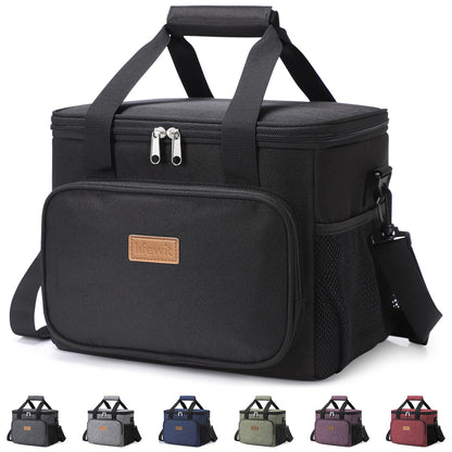 Lifewit Medium Lunch Bag, Insulated Lunch Box, Soft Cooler Cooling Tote for Adult Men Women, Black 12-Can (9L)