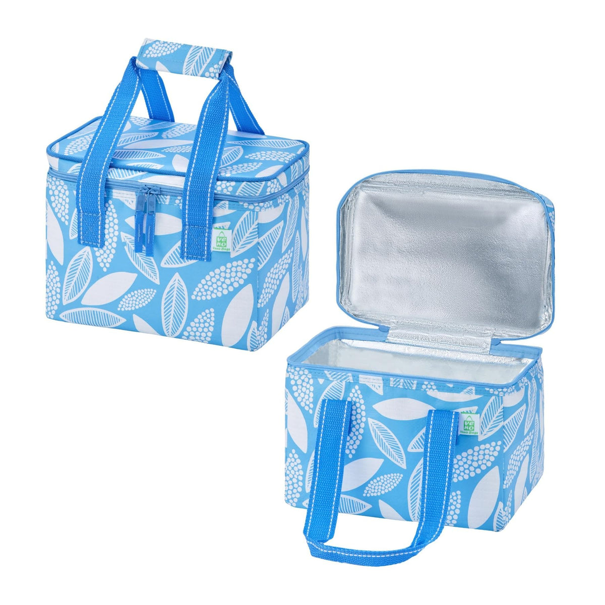 VENO 2 Pack Insulated Grocery Bags, Hard Bottom, Light Blue