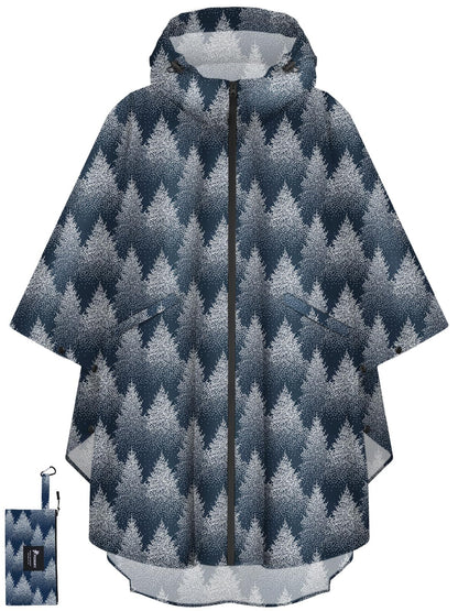 PTEROMY Rain Poncho for Adults with Zipper, Waterproof Hooded Raincoat