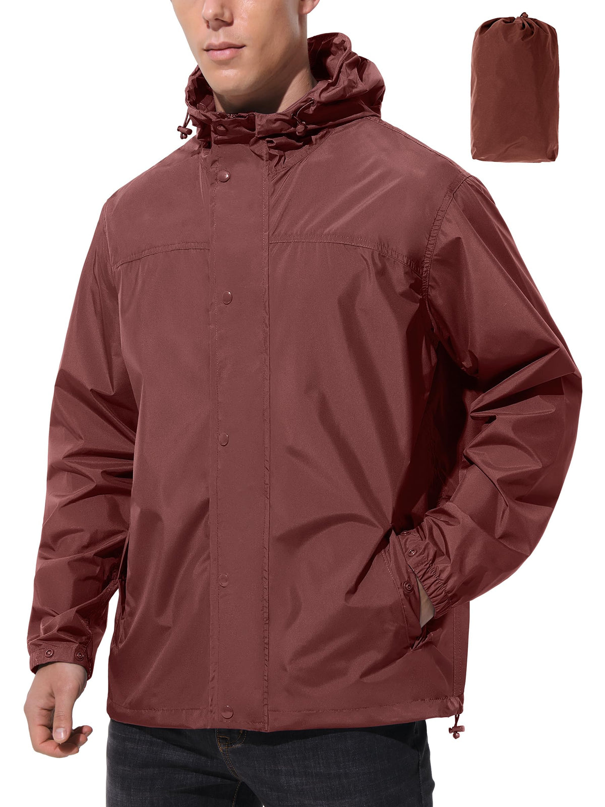 UIQUR Mens Lightweight Packable Waterproof Rain Jacket Windbreaker
