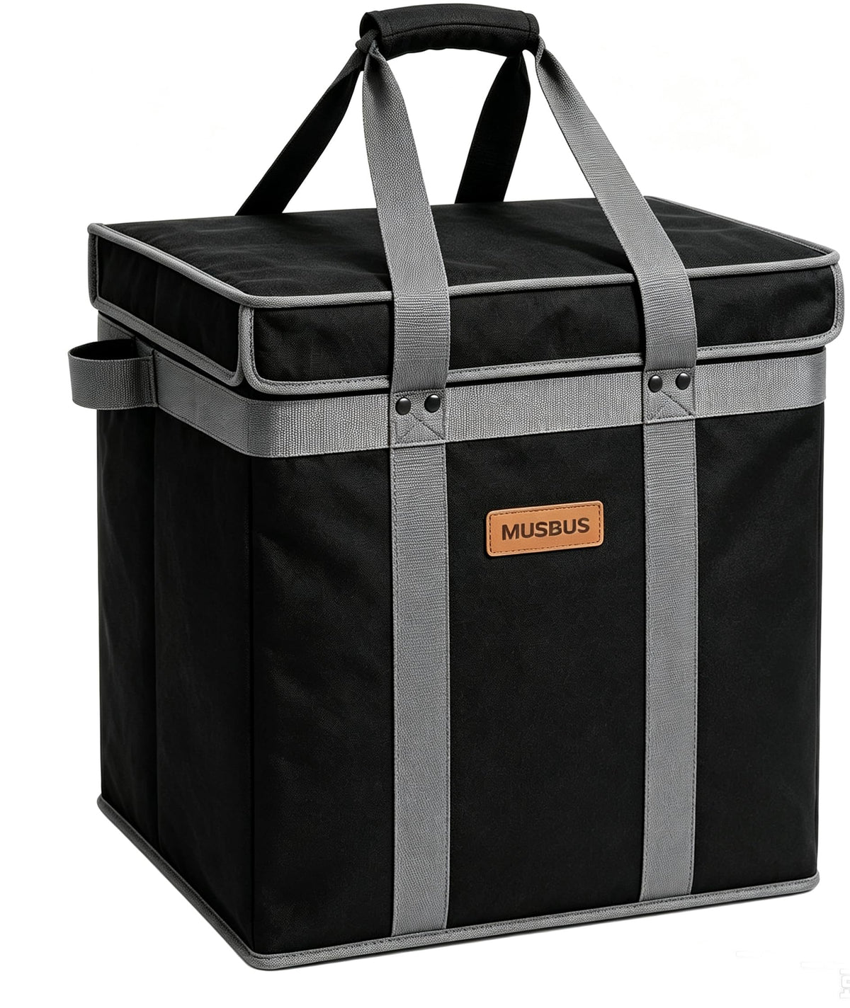 Musbus 1 Pack Reusable Grocery Bags Insulated Tote with Lid – Foldable Cooler Bag Hook & Loop Closure, Thermal Lining, Reinforced Bottom, 30L Heavy Duty Box, Water-Resistant for Shopping Picnic Trunk