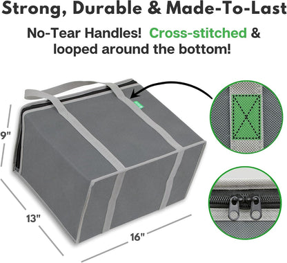 Creative Green Life XL Insulated Reusable Grocery Bags (2-Pack) - Premium Quality Cooler Bags with Hard Bottom Insert, Stands Upright, Washable