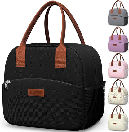 HOTOR Lunch Bag Women Men Insulated Lunch Box Black 10L