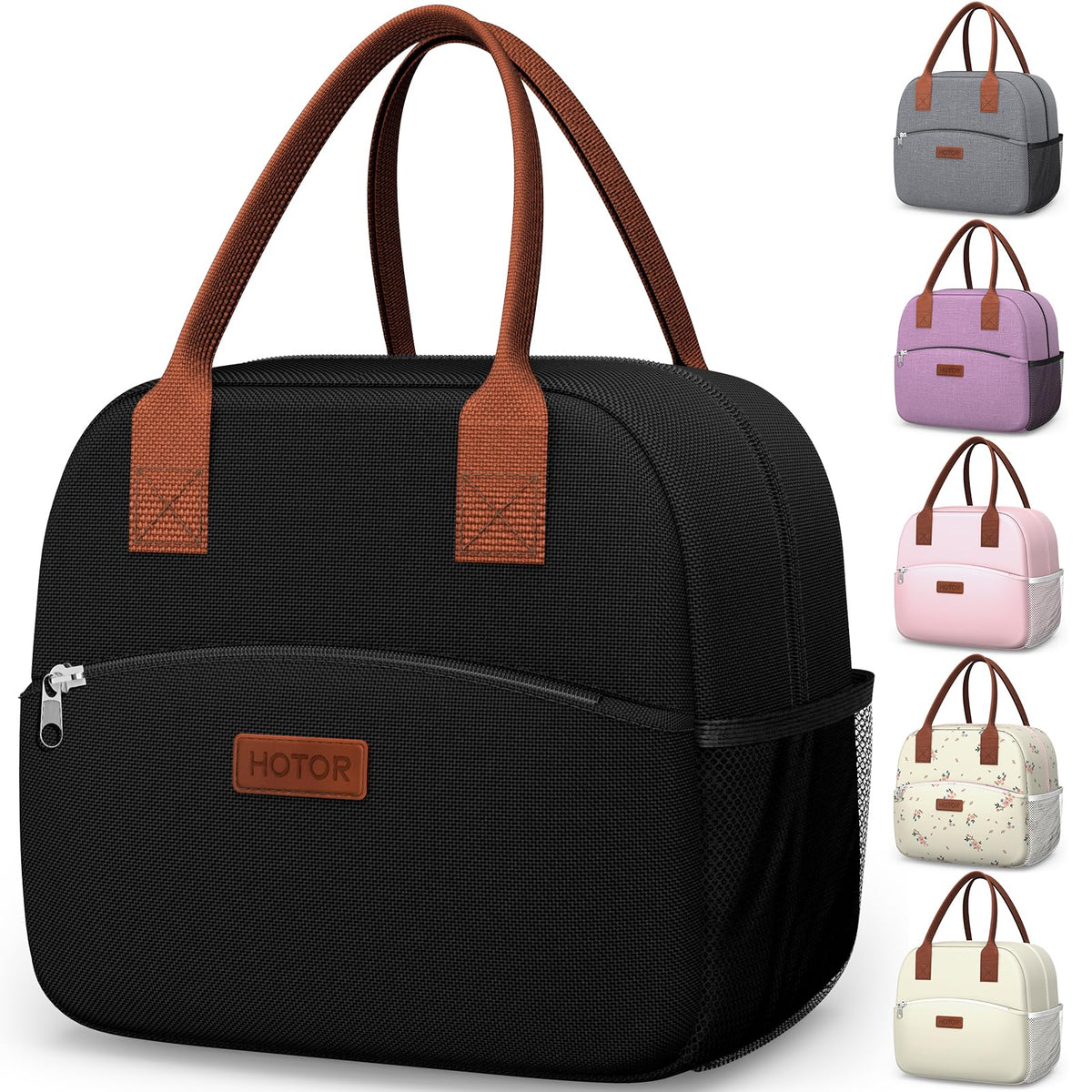 HOTOR Lunch Bag Women Men Insulated Lunch Box Black 10L