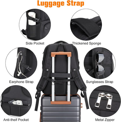 Insulated Lunch Backpack Fit 17" Laptop with Cooler Compartment