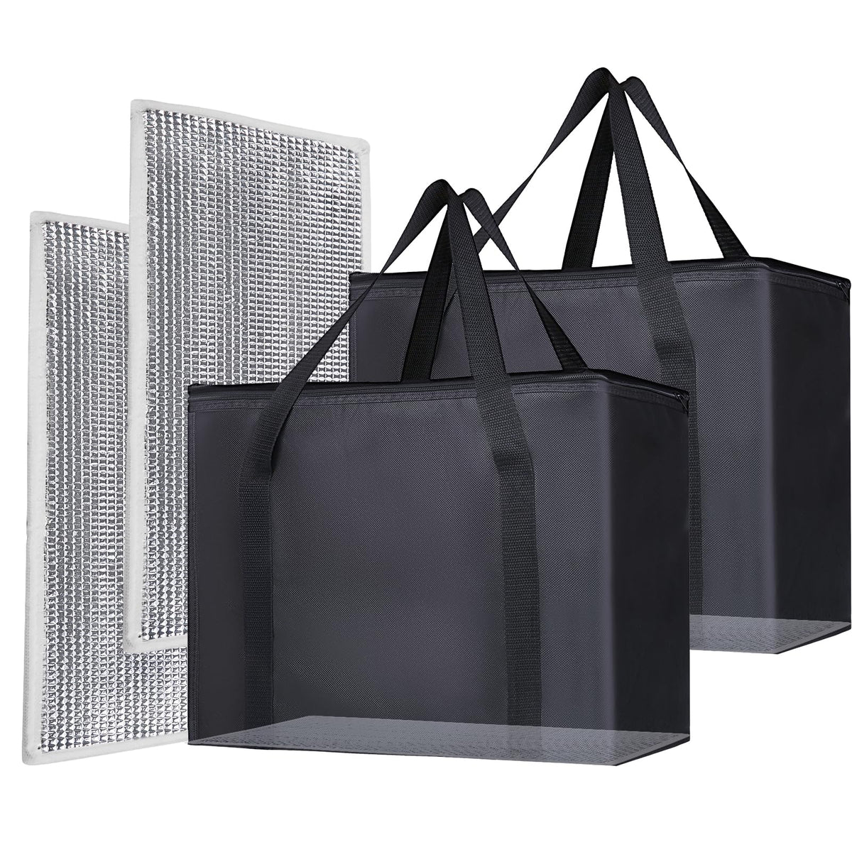 Bodaon Insulated Food Delivery Bag with Hard Baseboard, XXXL, Black, 1 Pack