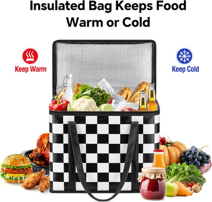Checkered Insulated Grocery Bags 2 Pack