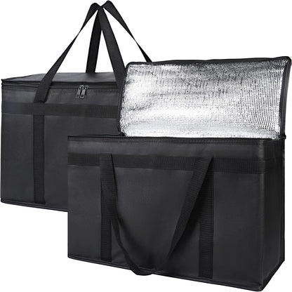 Bodaon 2-Pack Insulated Reusable Grocery Shopping Bags, Medium, Black,